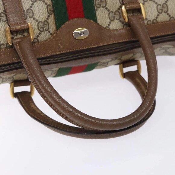 GUCCI GG Supreme Web Sherry Line Hand Bag PVC Beige Gold 39 02 007 Auth BA4056 - Picture 8 of 16